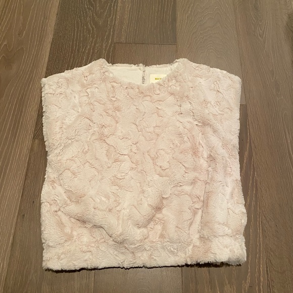 Anthropologie Maeve faux fur T-shirt - Picture 1 of 4